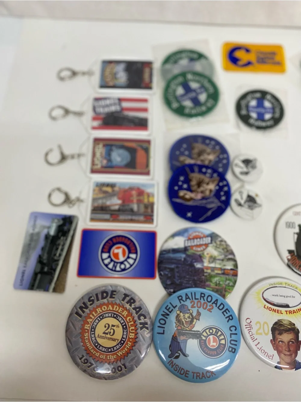 Railroad Train Themed Memorabilia  Lot of 28+ Patches Pinback Buttons Keychains